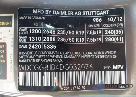 2013 Mercedes-Benz Glk 350 4Matic z USA, uszkodzony, nr VIN WDCGG8JB4DG032076